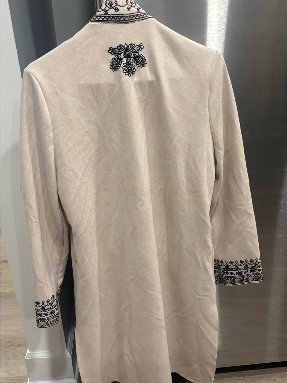 Solitaire Cream Long Sleeve Embroidered Coat